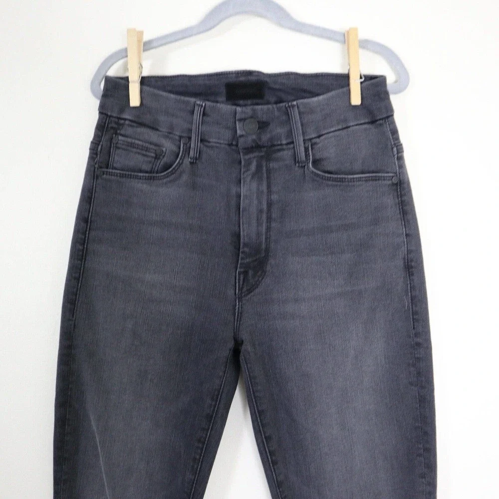 MOTHER Size 23 High Waisted Looker Ankle Fray Jeans Lighting Up Lanterns Black - Picture 3 of 11